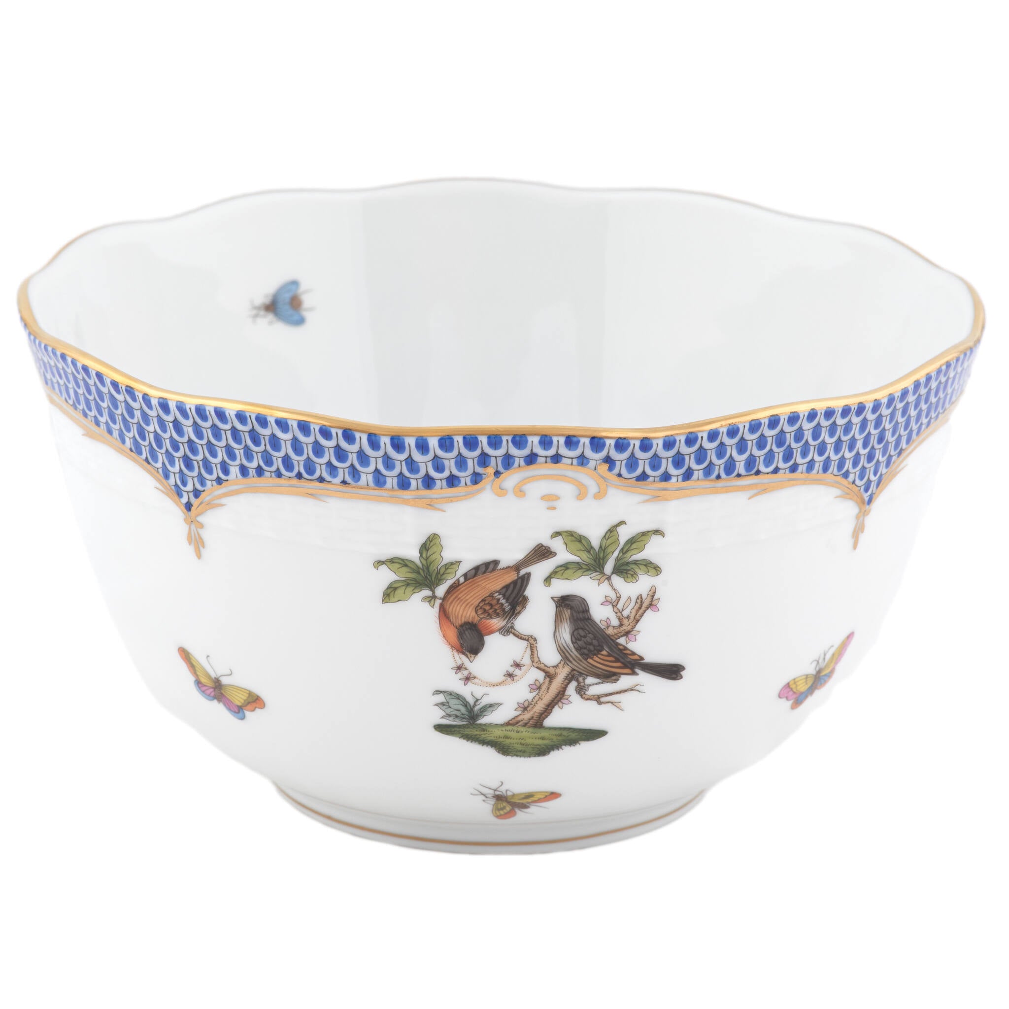 Herend Rothschild Bird Blue Border Round Bowl — additional view