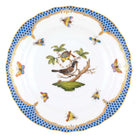 Hand-painted Herend Rothschild Bird Blue Border Salad Plate in fine porcelain, 7.5in D,, Motif 1, on a white background