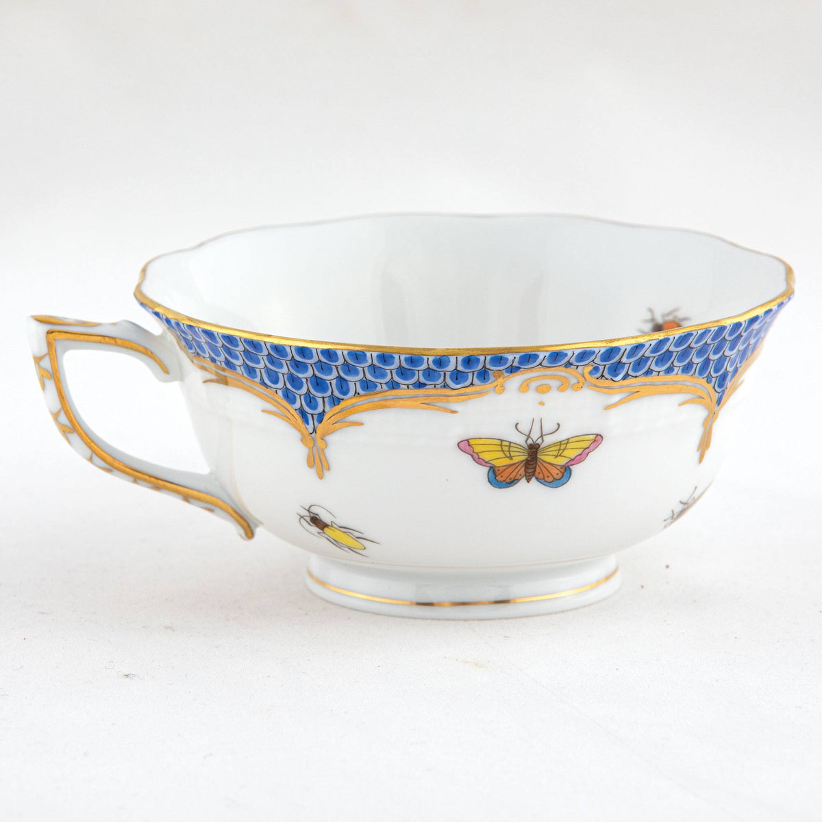 Herend Rothschild Bird Blue Border Tea Cup Cup & Saucer Set, alternate view
