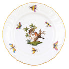 Hand-painted Herend Rothschild Bird Bread and Butter Plate in fine porcelain, 6in D,, Motif 10, on a white background