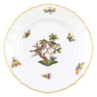 Hand-painted Herend Rothschild Bird Bread and Butter Plate in fine porcelain, 6in D,, Motif 11, on a white background