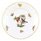 Hand-painted Herend Rothschild Bird Bread and Butter Plate in fine porcelain, 6in D,, Motif 12, on a white background