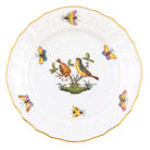 Hand-painted Herend Rothschild Bird Bread and Butter Plate in fine porcelain, 6in D,, Motif 7, on a white background