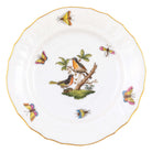 Hand-painted Herend Rothschild Bird Bread and Butter Plate in fine porcelain, 6in D,, Motif 8, on a white background
