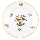 Hand-painted Herend Rothschild Bird Bread and Butter Plate in fine porcelain, 6in D,, Motif 9, on a white background