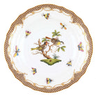 Hand-painted Herend Rothschild Bird Brown Border Salad Plate in fine porcelain, 7.5in D,, Motif 11, on a white background
