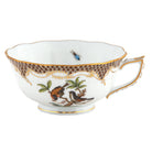 Hand-painted Herend Rothschild Bird Brown Border Tea Cup Cup & Saucer Set in fine porcelain, on a white background