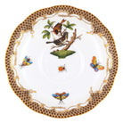 Hand-painted Herend Rothschild Bird Brown Border Tea Saucer Cup & Saucer Set in fine porcelain, 6in D,, Motif 4, on a white background