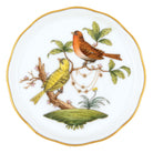 Hand-painted Herend Rothschild Bird Coaster in fine porcelain, 4in D,, Motif 6, on a white background