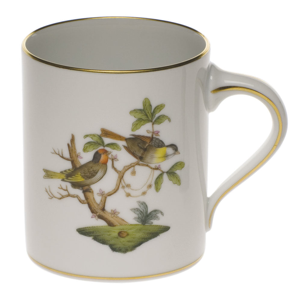 Hand-painted Herend Rothschild Bird Coffee Mug in fine porcelain, (16 OZ) 4in H, on a white background