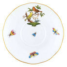 Hand-painted Herend Rothschild Bird Covered Bouillon Saucer Bouillon Cup in fine porcelain, 6.5in D, on a white background
