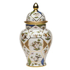 Hand-painted Herend Rothschild Bird Covered Urn Vase in fine porcelain, 14.5in H, on a white background