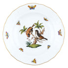 Hand-painted Herend Rothschild Bird Dessert Plate in fine porcelain, 8.25in D,, Motif 12, on a white background