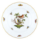 Hand-painted Herend Rothschild Bird Dessert Plate in fine porcelain, 8.25in D,, Motif 3, on a white background