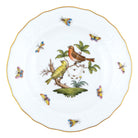 Hand-painted Herend Rothschild Bird Dessert Plate in fine porcelain, 8.25in D,, Motif 6, on a white background