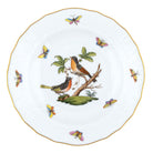 Hand-painted Herend Rothschild Bird Dessert Plate in fine porcelain, 8.25in D,, Motif 8, on a white background