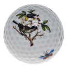 Hand-painted Herend Rothschild Bird Golf Ball Paperweight in fine porcelain, 1.75in D, on a white background