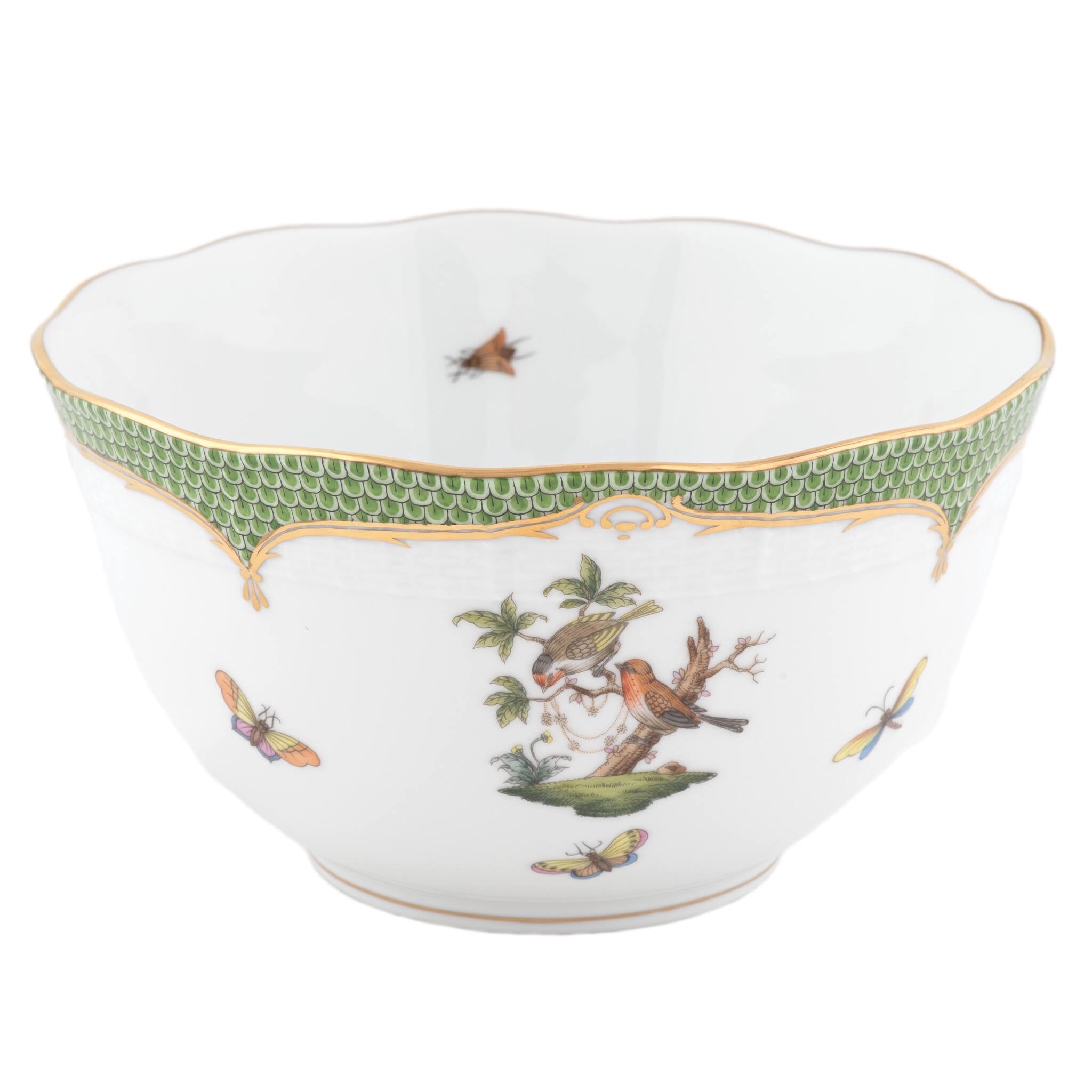 Herend Rothschild Bird Green Border Round Bowl — additional view