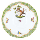 Hand-painted Herend Rothschild Bird Green Border Tea Saucer Cup & Saucer Set in fine porcelain, 6in D,, Motif 10, on a white background