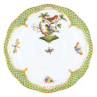 Hand-painted Herend Rothschild Bird Green Border Tea Saucer Cup & Saucer Set in fine porcelain, 6in D,, Motif 3, on a white background