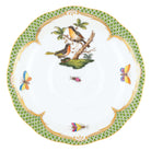 Hand-painted Herend Rothschild Bird Green Border Tea Saucer Cup & Saucer Set in fine porcelain, 6in D,, Motif 8, on a white background
