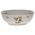 Hand-painted Herend Rothschild Bird Large Bowl in fine porcelain, 11in D, on a white background