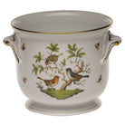 Hand-painted Herend Rothschild Bird Large Cachepot with Twist in fine porcelain, 8.25in H X 9.5in D, on a white background