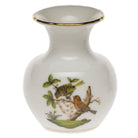 Hand-painted Herend Rothschild Bird Medium Bud Vase with Lip in fine porcelain, 2.25in L X 2.25in W X 2.75in H, on a white background