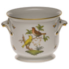 Hand-painted Herend Rothschild Bird Medium Cachepot in fine porcelain, 6.5in H X 7.75in D, on a white background
