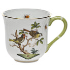 Hand-painted Herend Rothschild Bird Mug in fine porcelain, (10 OZ) 3.5in H,, Motif 11, on a white background
