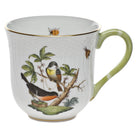 Hand-painted Herend Rothschild Bird Mug in fine porcelain, (10 OZ) 3.5in H,, Motif 2, on a white background