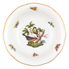 Hand-painted Herend Rothschild Bird Oatmeal Bowl in fine porcelain, 6.5in D, on a white background