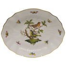 Hand-painted Herend Rothschild Bird Oval Dish in fine porcelain, 8.25in L X 6.75in W, on a white background
