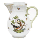 Hand-painted Herend Rothschild Bird Pitcher in fine porcelain, (60 OZ) 7.75in H, on a white background