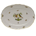 Hand-painted Herend Rothschild Bird Platter in fine porcelain, 17in L X 12.5in W, on a white background