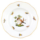 Hand-painted Herend Rothschild Bird Rim Soup Plate Soup Plates & Rimmed Soup Bowl in fine porcelain, 8in D,, Motif 10, on a white background