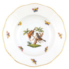 Hand-painted Herend Rothschild Bird Rim Soup Plate Soup Plates & Rimmed Soup Bowl in fine porcelain, 8in D,, Motif 12, on a white background