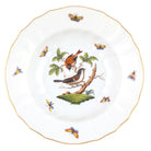 Hand-painted Herend Rothschild Bird Rim Soup Soup Plates & Rimmed Soup Bowl in fine porcelain, 9.5in D,, Motif 4, on a white background