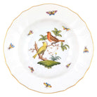 Hand-painted Herend Rothschild Bird Rim Soup Soup Plates & Rimmed Soup Bowl in fine porcelain, 9.5in D,, Motif 6, on a white background