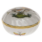 Hand-painted Herend Rothschild Bird Ring Box in fine porcelain, 2.75in D, on a white background