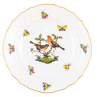 Hand-painted Herend Rothschild Bird Salad Plate in fine porcelain, 7.5in D,, Motif 9, on a white background