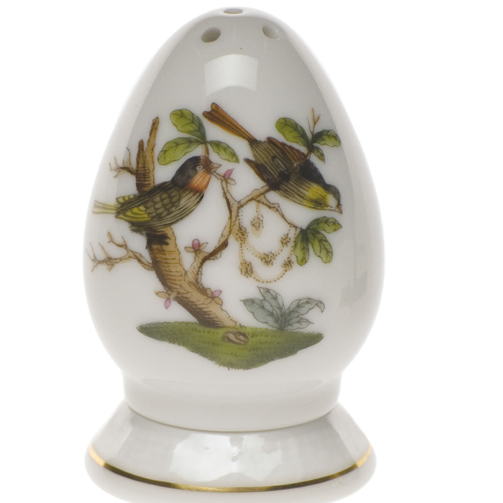 Hand-painted Herend Rothschild Bird Salt Shaker Multi Hole Salt & Pepper Shaker Set in fine porcelain, 2.5in H, on a white background