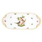 Hand-painted Herend Rothschild Bird Sandwich Tray in fine porcelain, 14.5in L X 6in W, on a white background