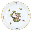 Hand-painted Herend Rothschild Bird Scalloped Dinner Bowl in fine porcelain, 8in D X 2in H, on a white background