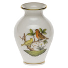 Hand-painted Herend Rothschild Bird Small Bud Vase with Lip in fine porcelain, 2.5in H, on a white background