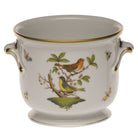 Hand-painted Herend Rothschild Bird Small Cachepot in fine porcelain, 5.75in H X 6.5in D, on a white background