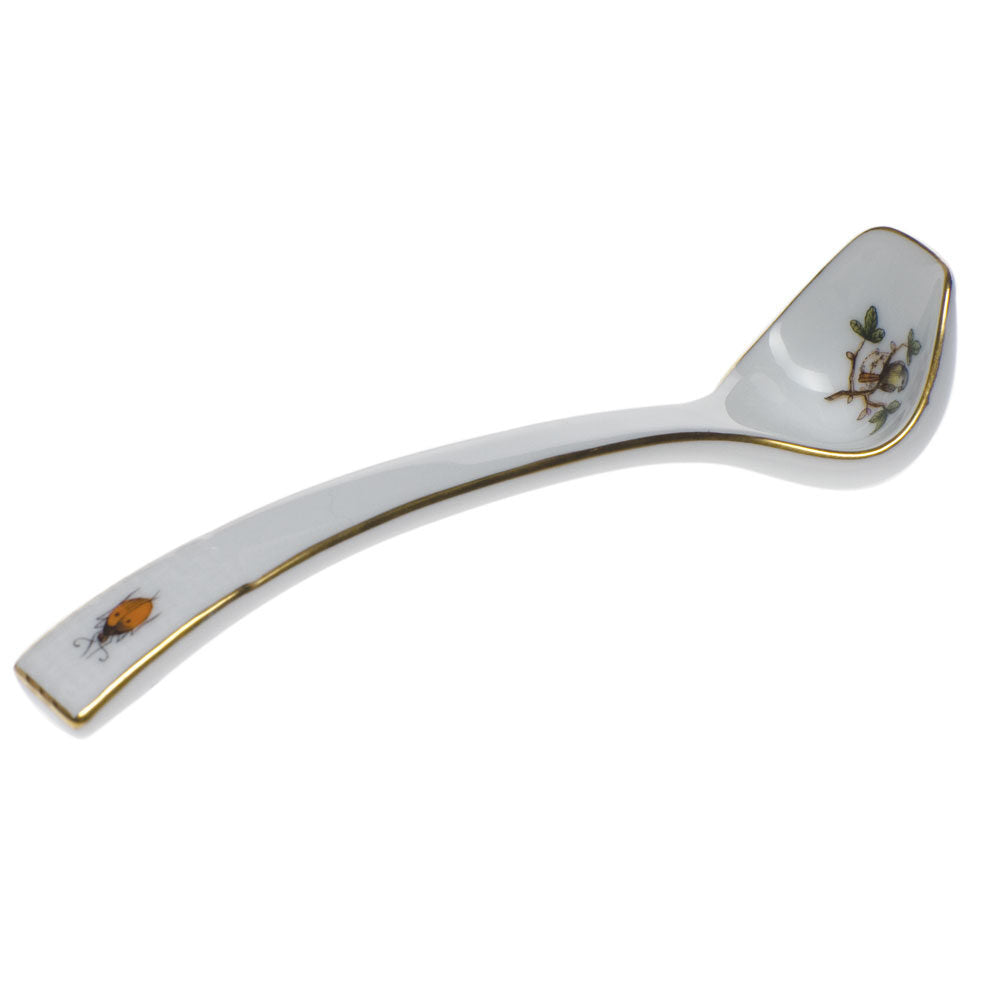 Hand-painted Herend Rothschild Bird Small Ladle in fine porcelain, 5.25in L, on a white background