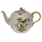 Hand-painted Herend Rothschild Bird Tea Pot with Rose Teapot in fine porcelain, (36 OZ) 5.5in H, on a white background