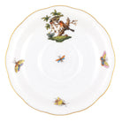 Hand-painted Herend Rothschild Bird Tea Saucer Cup & Saucer Set in fine porcelain, 6in D,, Motif 10, on a white background