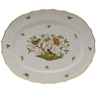 Hand-painted Herend Rothschild Bird Turkey Platter in fine porcelain, 18in L X 14.5in W, on a white background